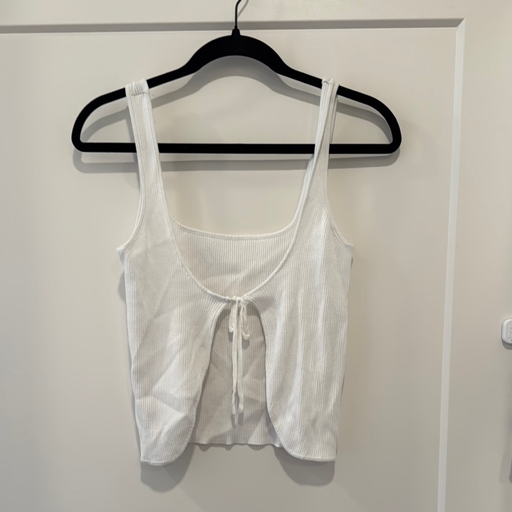 White Ribbed Tank Top - Picture 2 of 2